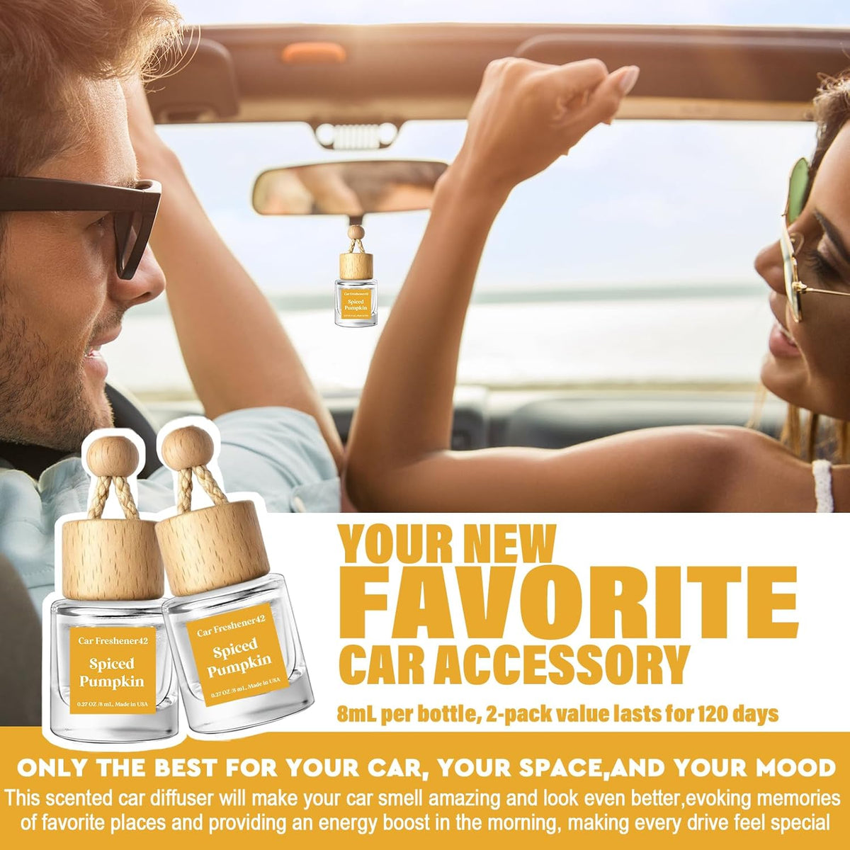 HoogaLife Car Air Freshener Diffuser 2 Pack Hanging Air Freshener Diffuser - Vanilla Cream Fragrance Oil Air D iffuser for Car, 45+ days Long Lasting Fragrance Made in USA C ar Air Fresheners (V54)