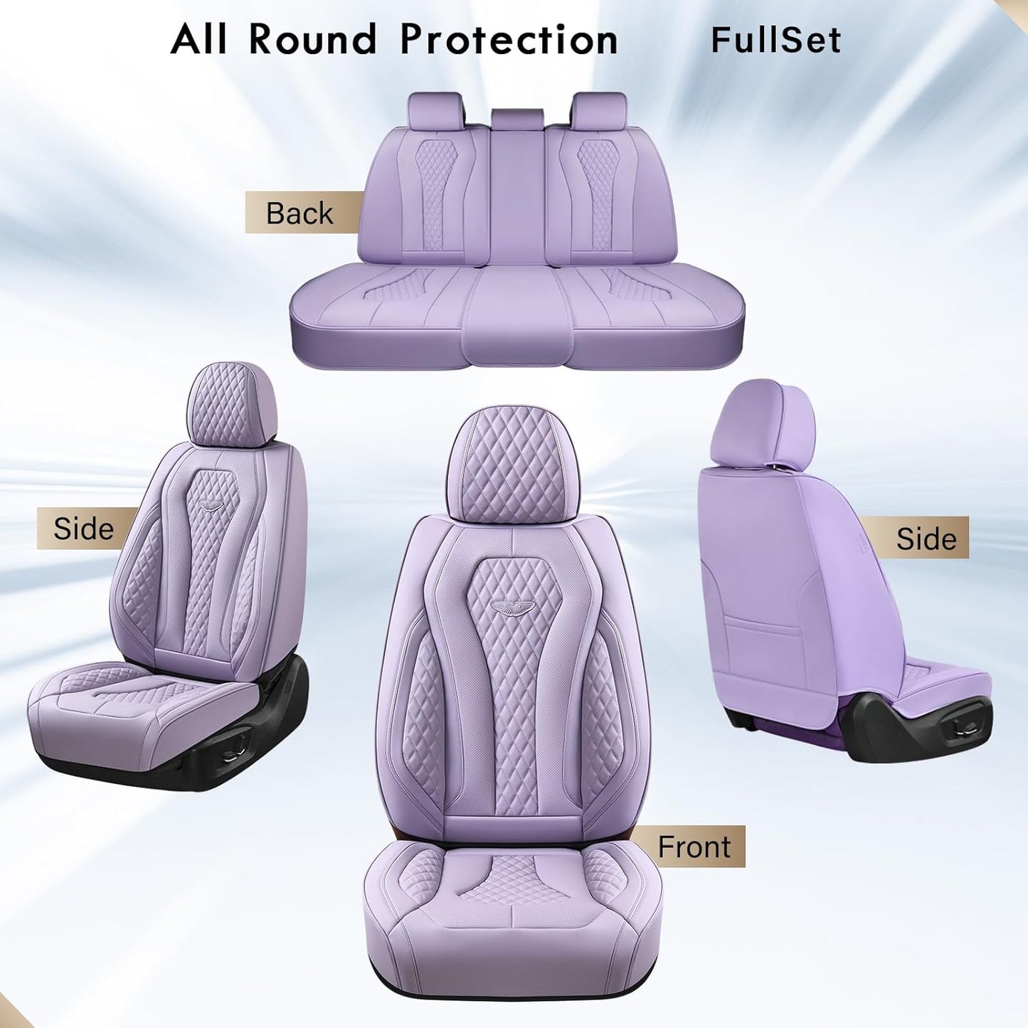 Coverado Seat Covers, Car Seat Covers Full Set, Black Car Seat Cover, Car Seat Covers Front Seats Back Seat Cover, Waterproof Car Seat Cushion, Leather Seat Covers Seat Protector Fit for Most Cars