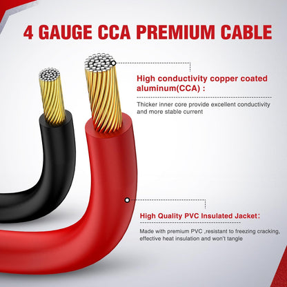 Nilight Jumper Cables for Car Battery 8 Gauge 12 FT Booster Cable Heavy Duty 250 A CCA with Carrying Bag Jump Start Emergency Kit Pickup Vans SUV Sedan Motorcycle