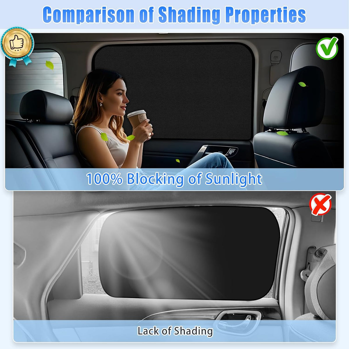 ZATOOTO Suede Car Window Shades 4PCS - Car Window Covers for Ultimate Privacy, UV Protection, and Heat Insulation, Side Window Sun Shade Perfect for Camping, Travel, Baby Safety, and Daily Use