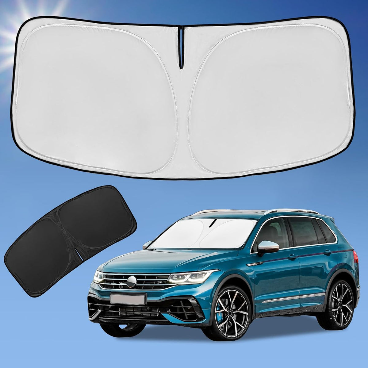 for Toyota Tacoma 2016-2023 2024 2025 2026 Sun Shade Sunshade Windshield Cover - 4 Layers Front Window Shade Custom Fit Tacoma 2Dr 4Dr Pickup Sun Visor 240T Shade Blocks UV Rays Car Accessories - Colors E