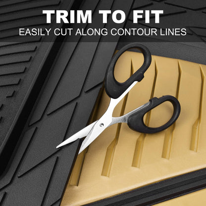 CAR PASS Heavy Duty Rubber Car Mats with Cargo Liner, Deep-Dish Car Floor Mats and Trunk Mat All Weather, Universal Trim-to-Fit for SUVs Trucks Sedans, Waterproof Anti-Slip, Trimmable V12 Black