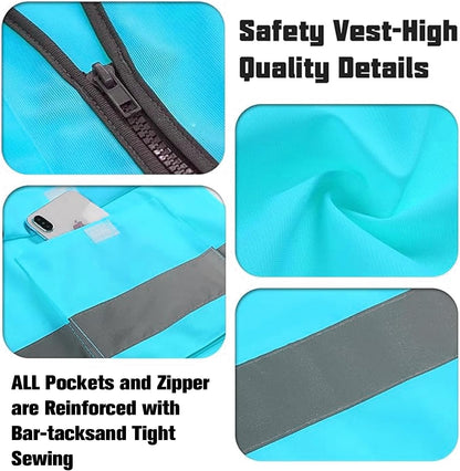 Safety Vests 20 Pack,Hi Vis Construction Vest with 5 Pockets and Zipper,Reflective Vest for Men Women Work One Size