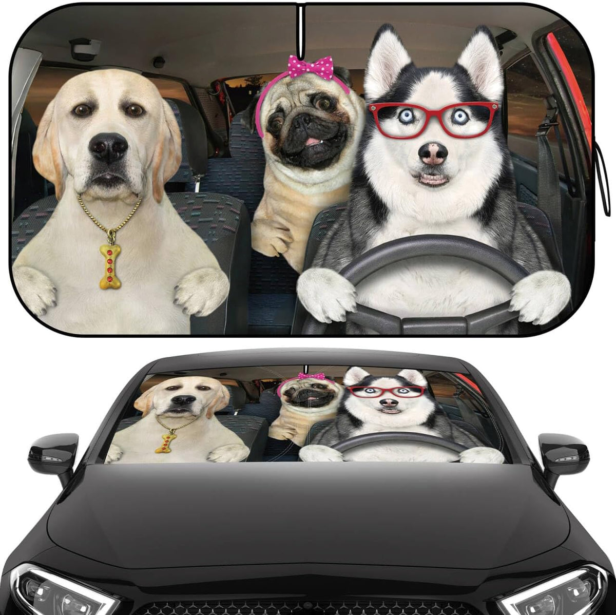 Iridescent Sun Shade for Car Windshield, Foldable Universal Car Windshield Upgrade Sunshade Enhanced UV Rays Reflective Sun Visor Shade Keeps Vehicle Cool