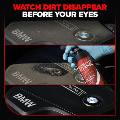 Carfidant Car Interior Cleaner – Stain Remover & Odor Eliminator – No Residue Finish – Safe on Leather, Fabric, Carpet & Plastic – Detailing Spray with Microfiber Towel – 18oz