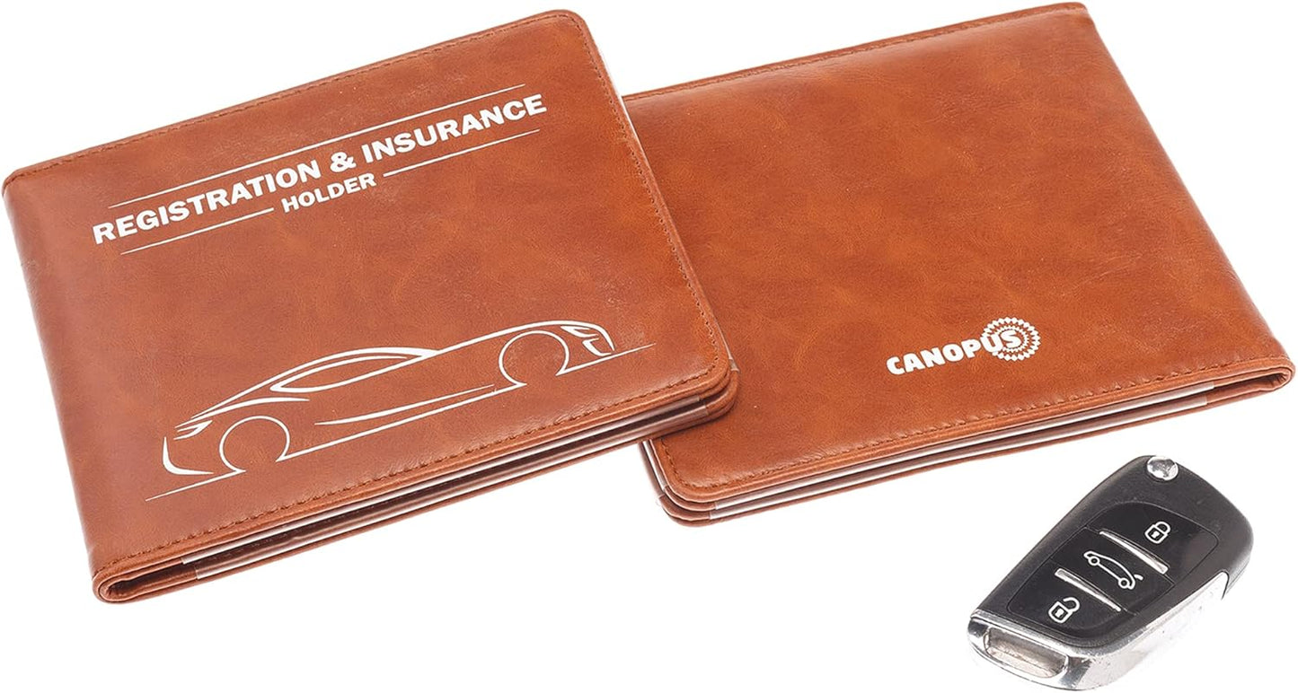 CANOPUS Car Registration & Insurance Holder with Magnetic Closure, Vehicle Document Organizer, Auto Glove Box Wallet, Includes 2 EZ Pass Strip Sets – Truck