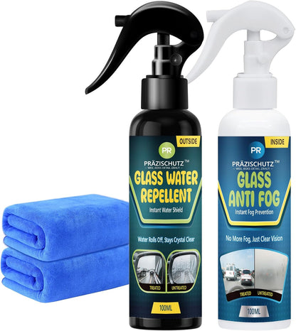Glass Water Repellent Spray & Anti Fog Spray for Car Windshield, Long Lasting Waterproof & Fog-Free Coating for Clear Vision – Easy Application for All Glass Surfaces- Pack of 2