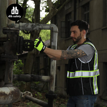 Dib Safety Reflective Mesh Vest ANSI Class 3, High Visibility with Pockets and Zipper, Made with 3M Reflective Tape, Yellow XL