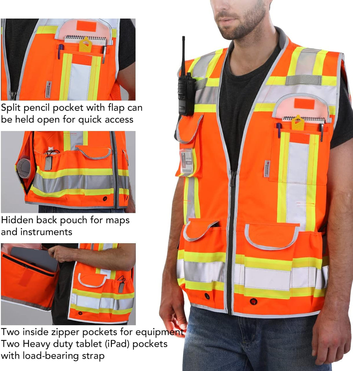Dib Safety Reflective Mesh Vest ANSI Class 3, High Visibility with Pockets and Zipper, Made with 3M Reflective Tape, Yellow XL