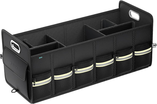FLORICH Trunk Organizer for Suv, Premium Waterproof Car Organizers and Storage, Collapsible Multi-Compartment Truck Organizer Back Seat Storage for Car