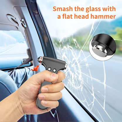 Car Safety Hammer, 2PCS Black 3-in-1 Emergency Escape Tool with Window Breaker and Seat Belt Cutter, Safety Emergency Car Escape Tool for Car, Office, Home