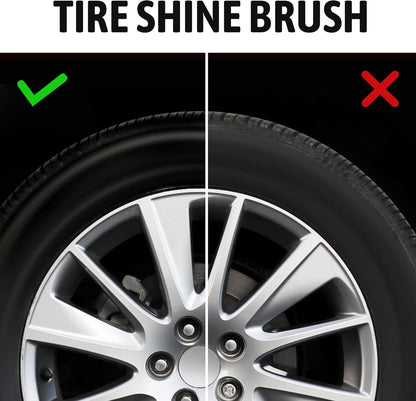 BABYSHEEP Car Tire Shine Applicator,Large Vegan Tire Shine Brush - Automotive Tire Dressing Applicator Brush with Storage Stand for Tire Detailing & Car Wash Kit, Black, 3.6 Inch Length (Black)