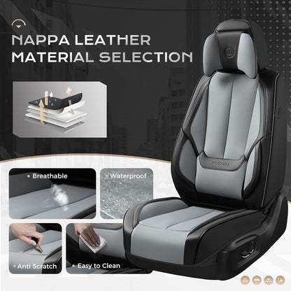 Coverado Seat Covers Full Set, Black Seat Covers for Cars 5 Seats, Car Seat Protector, Waterproof Nappa Leather Car Seat Cushion, Front and Rear Car Seat Cover Fit for Most Sedans SUV Pick-up Truck - Colors B