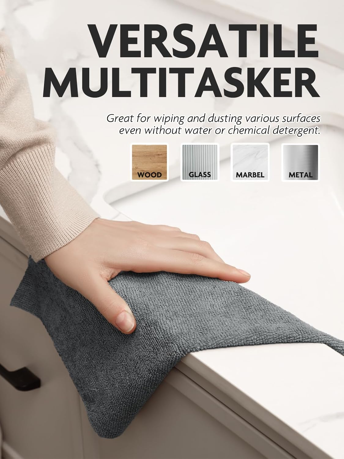 Fantasticlean Microfiber Cleaning Cloth Roll -75 Pack, Tear Away Microfiber Towels, 12" x 12", Reusable, Washable, Scratch Free, Ultra Absorbent for All-Around Cleaning Supplies (DimGray)