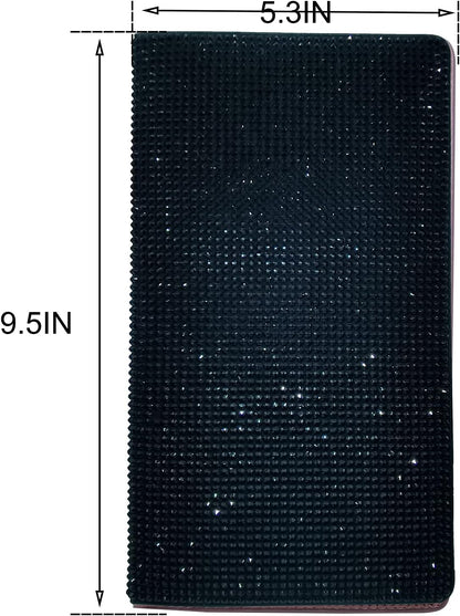 Bling Rhinestone Artificial Diamond Car Registration and Insurance Document Holder, Glitter Car Essentials Glove Box Organizer Compartment Bling Silver, Medium