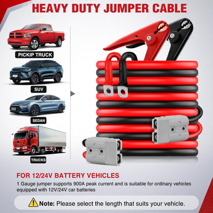 Nilight Jumper Cables for Car Battery 8 Gauge 12 FT Booster Cable Heavy Duty 250 A CCA with Carrying Bag Jump Start Emergency Kit Pickup Vans SUV Sedan Motorcycle
