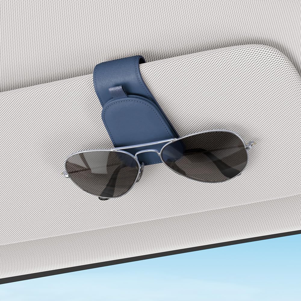 Sotfamily Sunglass Holder for Car Visor, Suede Cloth Magnetic Sunglass Organizer for Car Accessories, 2 Packs, Black