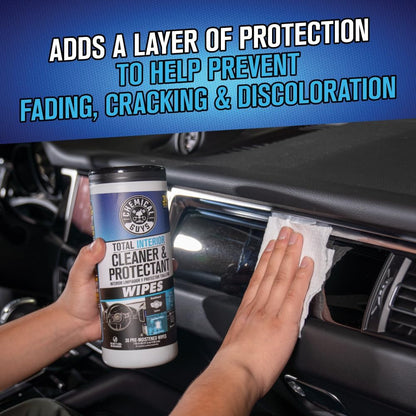 Chemical Guys Canister Wipes - Total Interior Cleaner & Protectant, Great For Cars, Trucks, SUVs, RVs, & More (60 Ct)