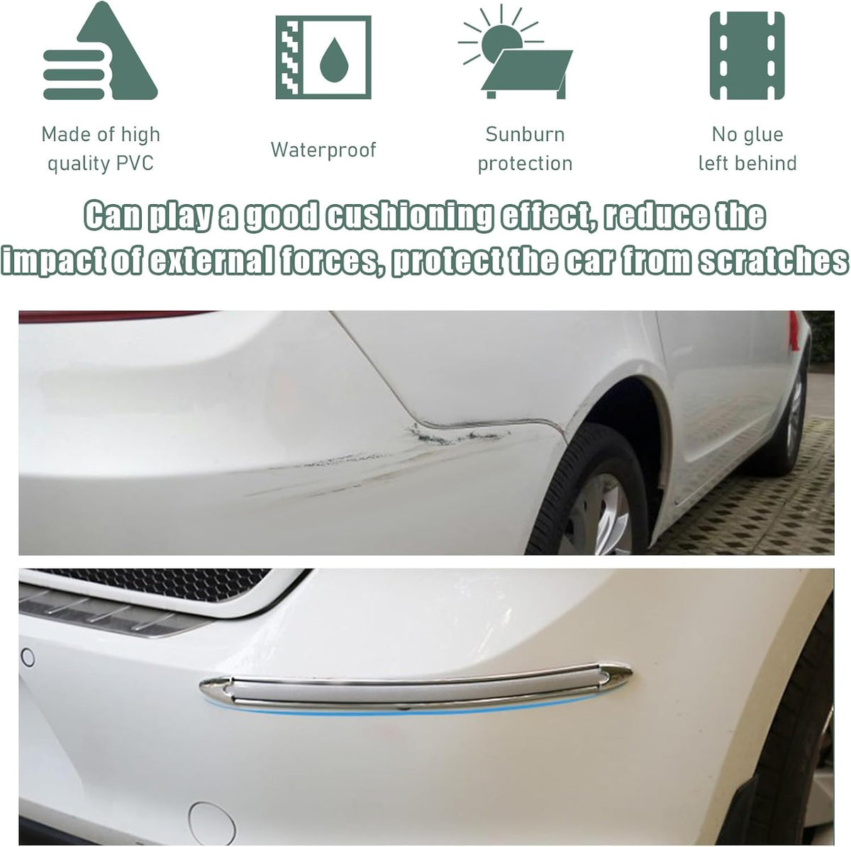 4 PCS Car Bumper Protector Strip, Anti-Scratch Front and Rear Bumper Corner Trim Sticker, Anti-Collision Patch Bumper Guard Strip, Universal Car Accessories for SUV Truck