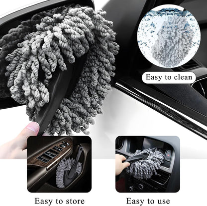KVAEY Car Dash Duster Brush, Super Soft Microfiber Multi-Functional Car Cleaning Brush, Scratch Free Dash Dusting Tool with a Anti-Skid Handle for Vehicle Home Kitchen Cleaning (Gray)
