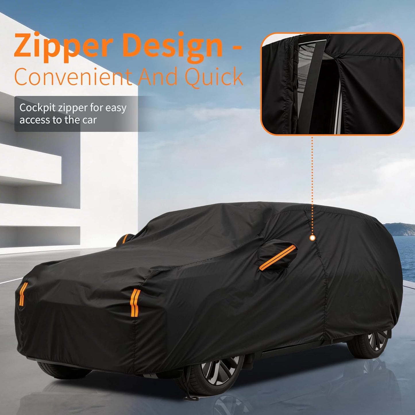 SUV Cover Waterproof All-Weather,Outdoor Full Exterior Car Covers for Automobiles SUV(Length up to 181 inch) with Windshield Sun Shade Universal Fit Subaru CrossTrek,Audi Q3,Soul,Element etc