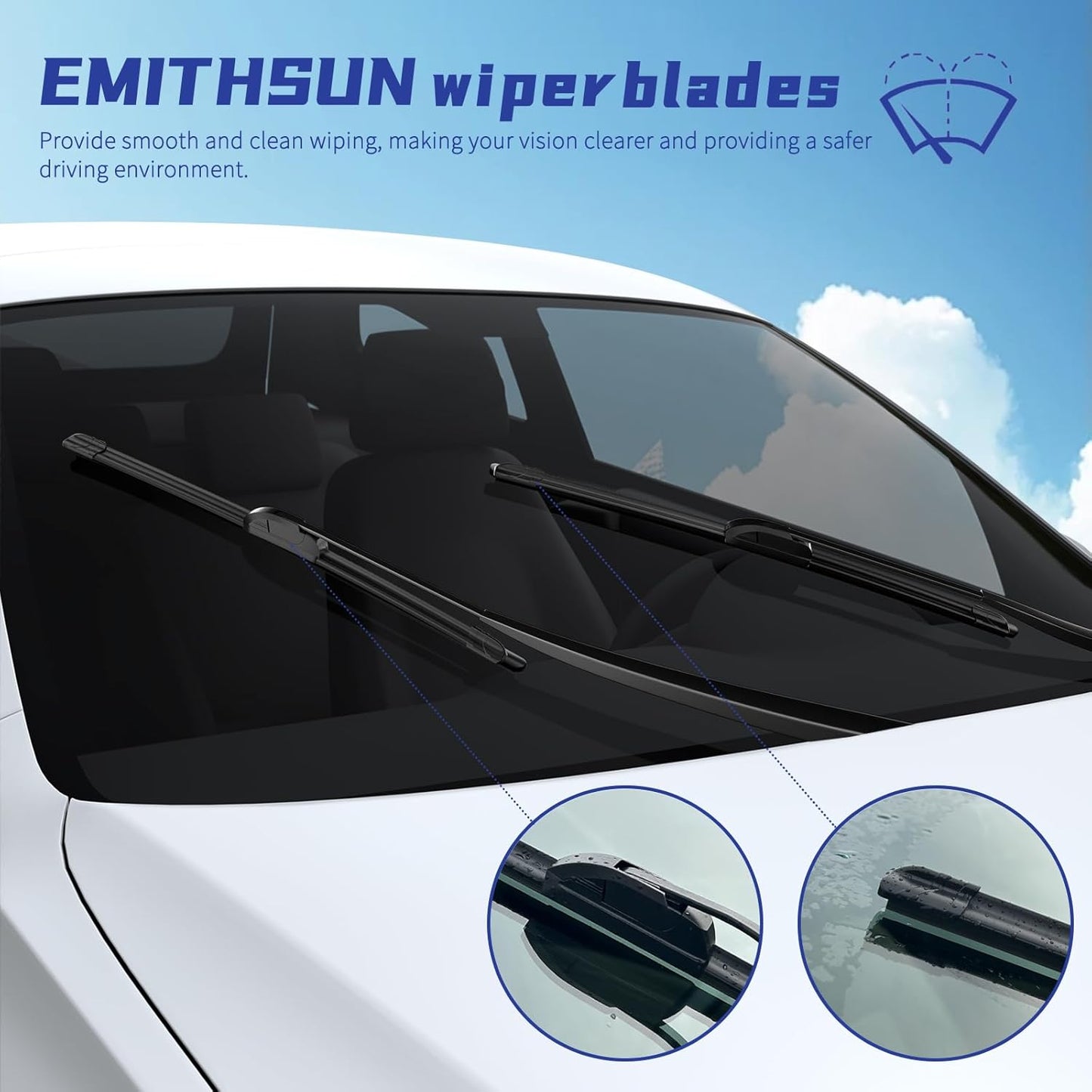 OEM QUALITY 26" + 16" Premium All-Seasons Stable And Quiet Windshield Wiper Blades(Set of 2) - Colors B