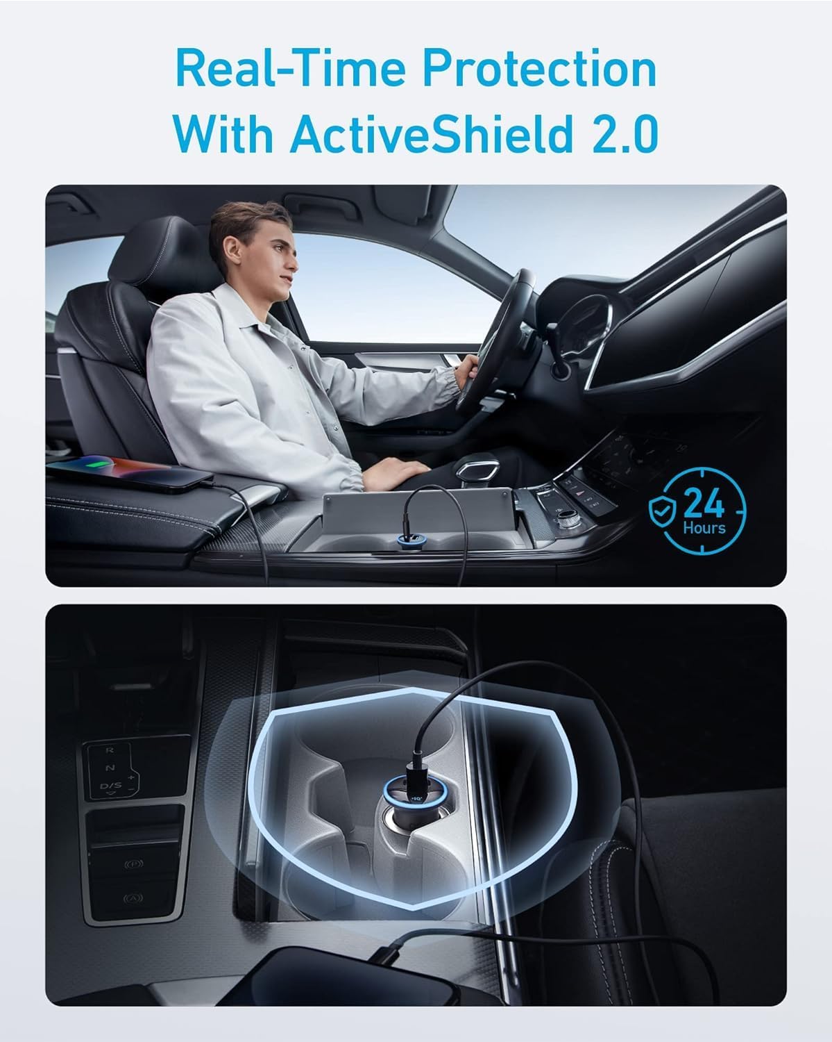 Anker 323 USB-C Car Charger Adapter, 52.5W Cigarette Lighter Charger with 30W PowerIQ 3.0 Fast Charging for iPhone 17/16/15/14/13/12 Series, Galaxy S25/24, Pixel (Car Charger + USB-C Cable)