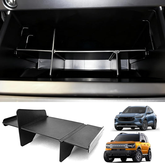 Upgrade Glove Box Dividers Organizer for Ford Bronco Sport 2021-2026/Ford Escape 2020-2026 Accessories,Car Glove Box Organizer Divide Space ABS Storage Classification Accessories(Not Fit Bronco Model)