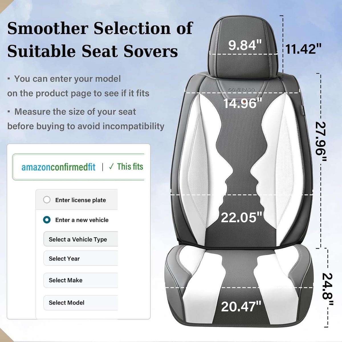 Coverado Car Seat Covers, Seat Covers Full Set, 5 Seats Automotive Seat Cover, Mesh Breathable Seat Protectors, Universal Fit for Most Cars