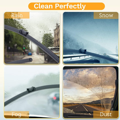26" 16" 12" Windshield Wiper Blades Replacement for Toyota RAV4 2019 2020 2021 2022 2023 2024 2025 RAV 4 / Mazda 5 2006-2015 Premium All Weather Front Rear Wipers Set - OEM Quality (Pack of 3) - Colors C