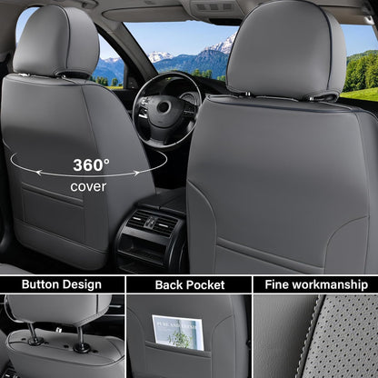 Coverado Seat Covers Full Set, Black Seat Covers for Cars 5 Seats, Car Seat Protector, Waterproof Nappa Leather Car Seat Cushion, Front and Rear Car Seat Cover Fit for Most Sedans SUV Pick-up Truck - Colors B