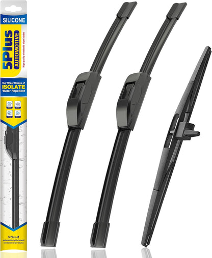 5 PLUS® Silicone Windshield Wipers Replacement for 2019-2024 Toyota RAV4/ 2006-2015 Mazda 5 Wiper Blades(Set of 3), Windshield Wiper Blades For My Car-26"/16"/12" - Colors A