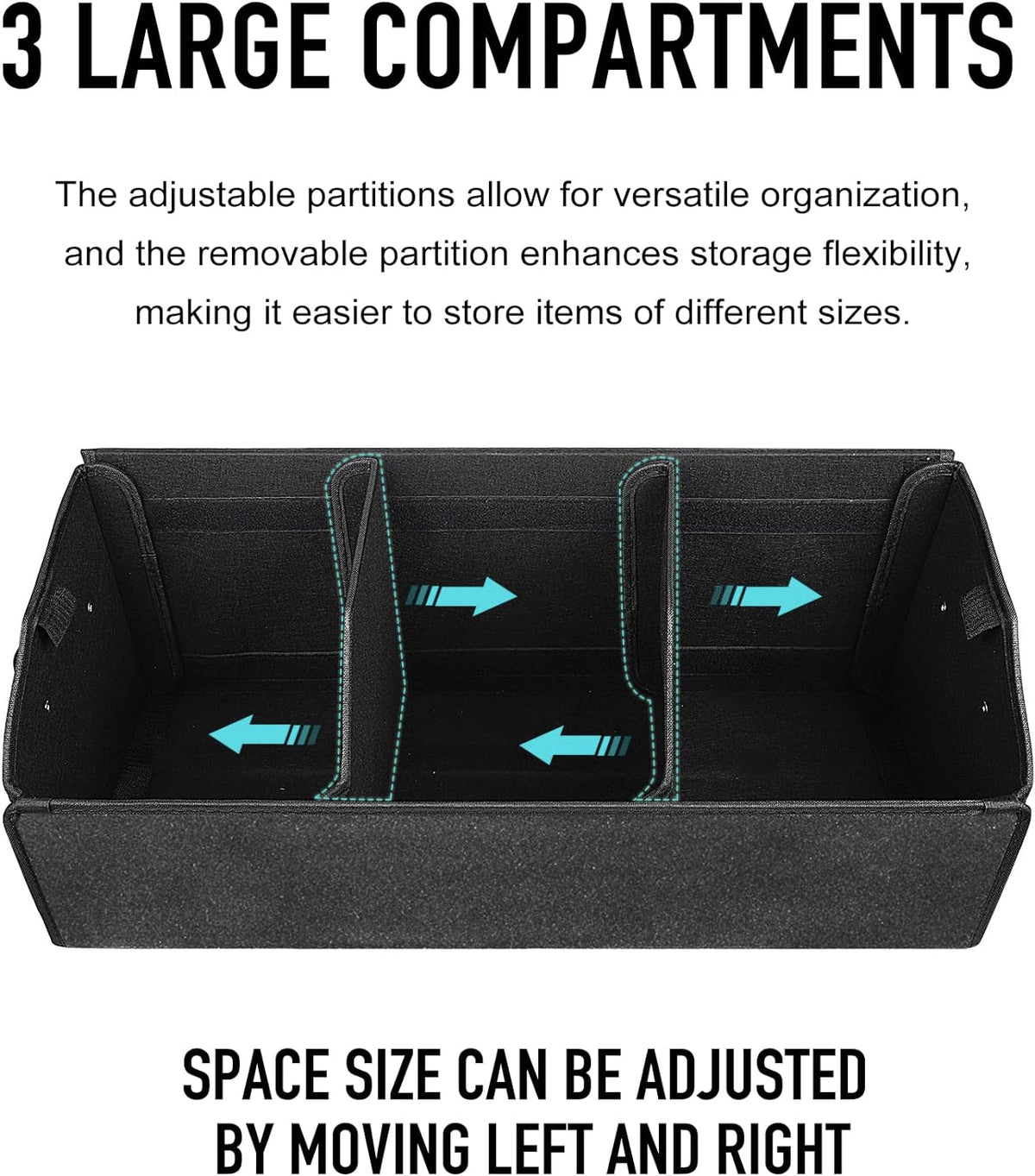 Fyzeoty Car Organizers for Trunk for Suv Sedan, Leather Storage Box,Magnetic Lid,Collapsible and Adjustable,16.5 inches