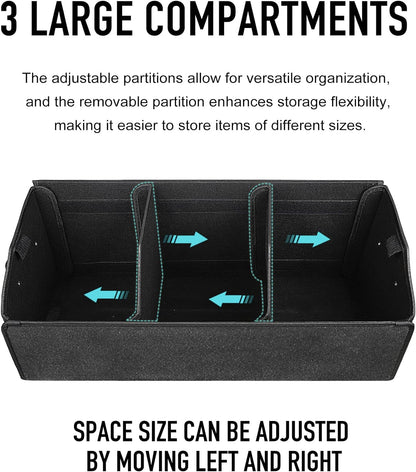 Fyzeoty Car Organizers for Trunk for Suv Sedan, Leather Storage Box,Magnetic Lid,Collapsible and Adjustable,16.5 inches
