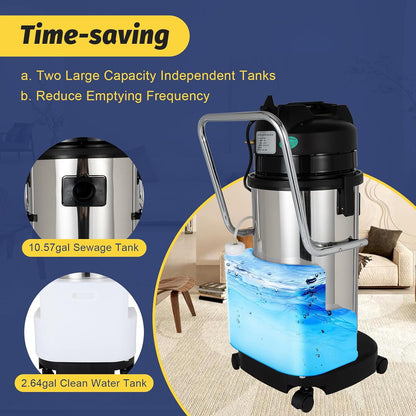 40L/11Gal Commercial Carpet Cleaner, 3 in 1 Multi-Purpose Floor Cleaning Machine Heavy Duty Extractor Vacuum Washing Machine, 1049W Powerful Sofa Curtain Carpet Cleaning Machine