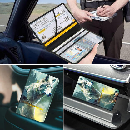 Car Registration and Insurance Holder, Leather Car Glove Box Organizer, Cool Car Accessories for ID, Driver's License Cards & Essential Document, business cards, Men&Women, Retro Audio Cassette