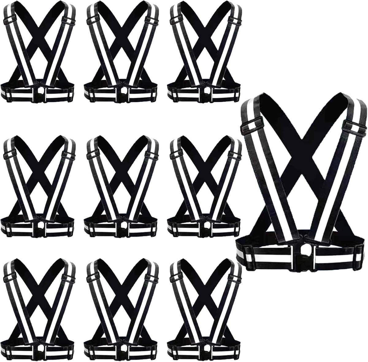 Reflective Safety Vest 2pcs - High Visibility Vest Adjustable Straps for Outdoor Jogging, Cycling, Walking and Riding