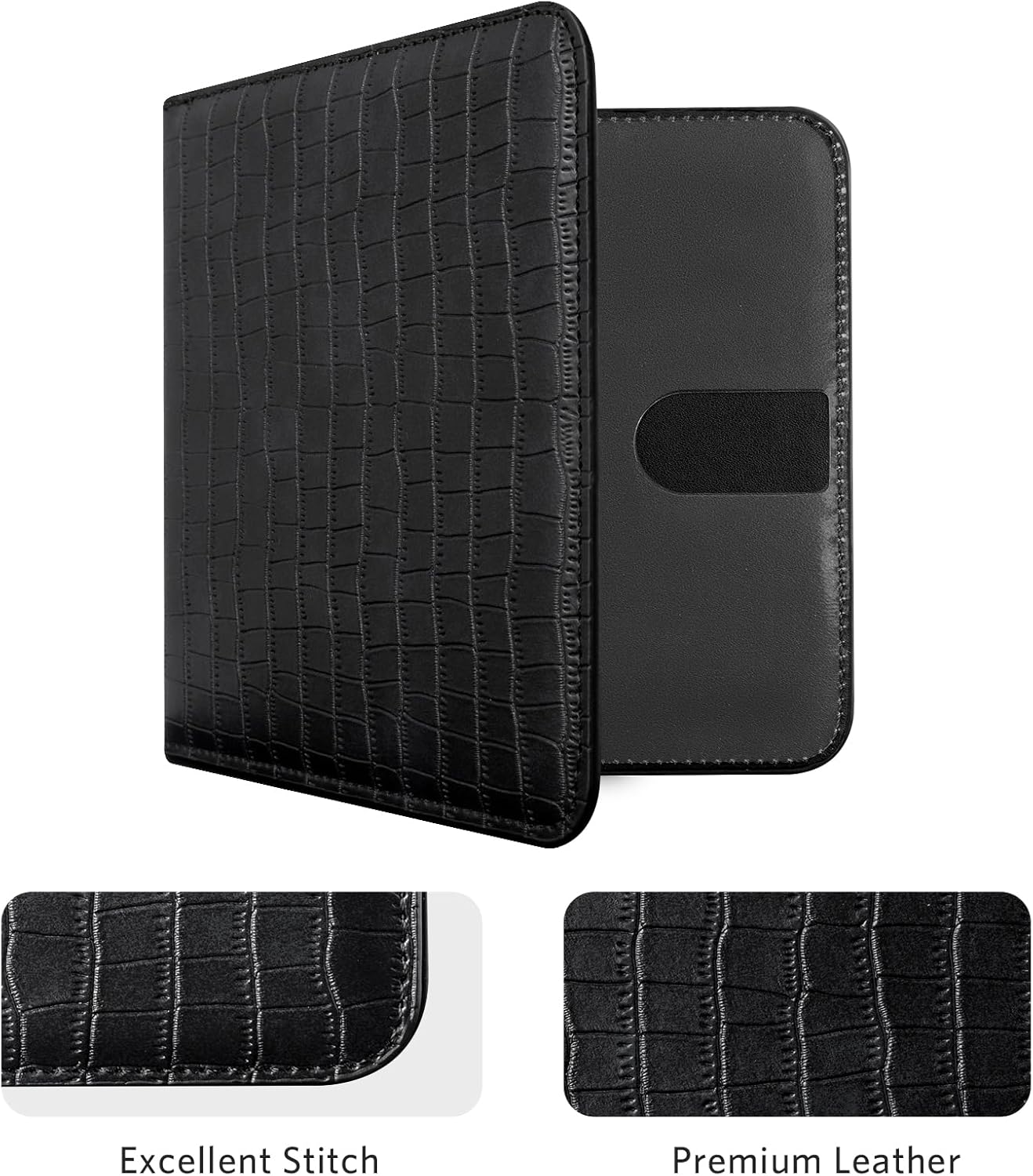 CoBak Car Registration and Insurance Holder - Men and Women Small Lightweight Vehicle Glove Box Car Organizer, Auto Truck Comparment Accessories Case for Essential Document, Driver License (Black)