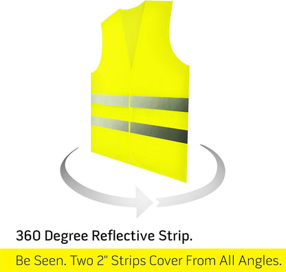 PeerBasics Safety Vests 10 Pack - Yellow Reflective High Visibility, Hi Vis Silver Strip, Men Women, Work, Cycling, Runner, Surveyor, Volunteer, Crossing Guard, Road, Construction, Neon (Mesh, 10)