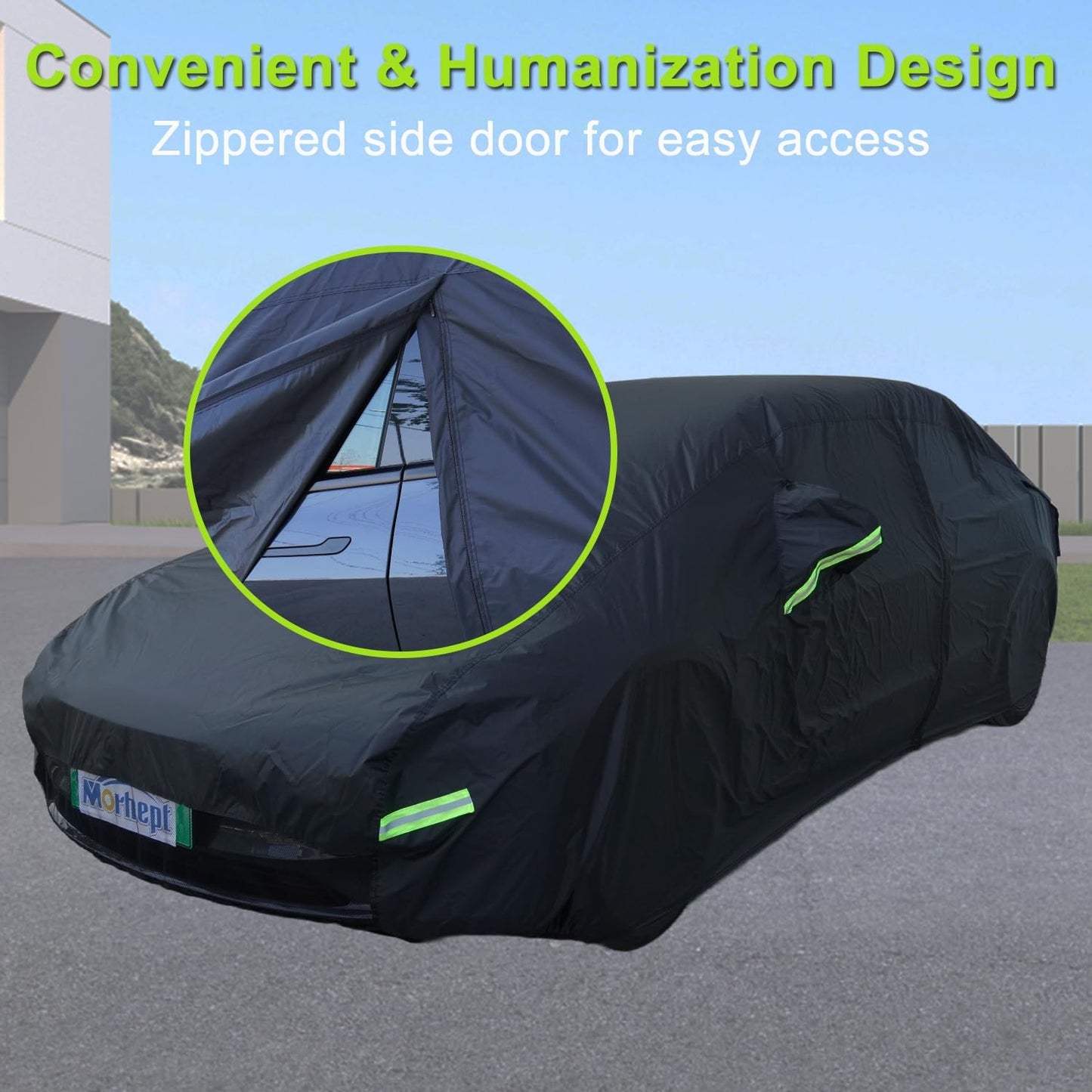 Car Cover Waterproof All Weather for Automobiles, Outdoor Full Exterior Covers for Sedan Black(Suggest Car Length from 194"-208")
