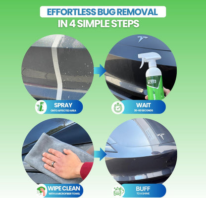 Bug Remover for Cars Exterior - Spray Dissolves Bug Splatter, Bird Poop, Tar and Road Grime - Safe on Paint, Chrome, Glass, & More - pH Neutral, Ceramic & Wax Safe - 16oz