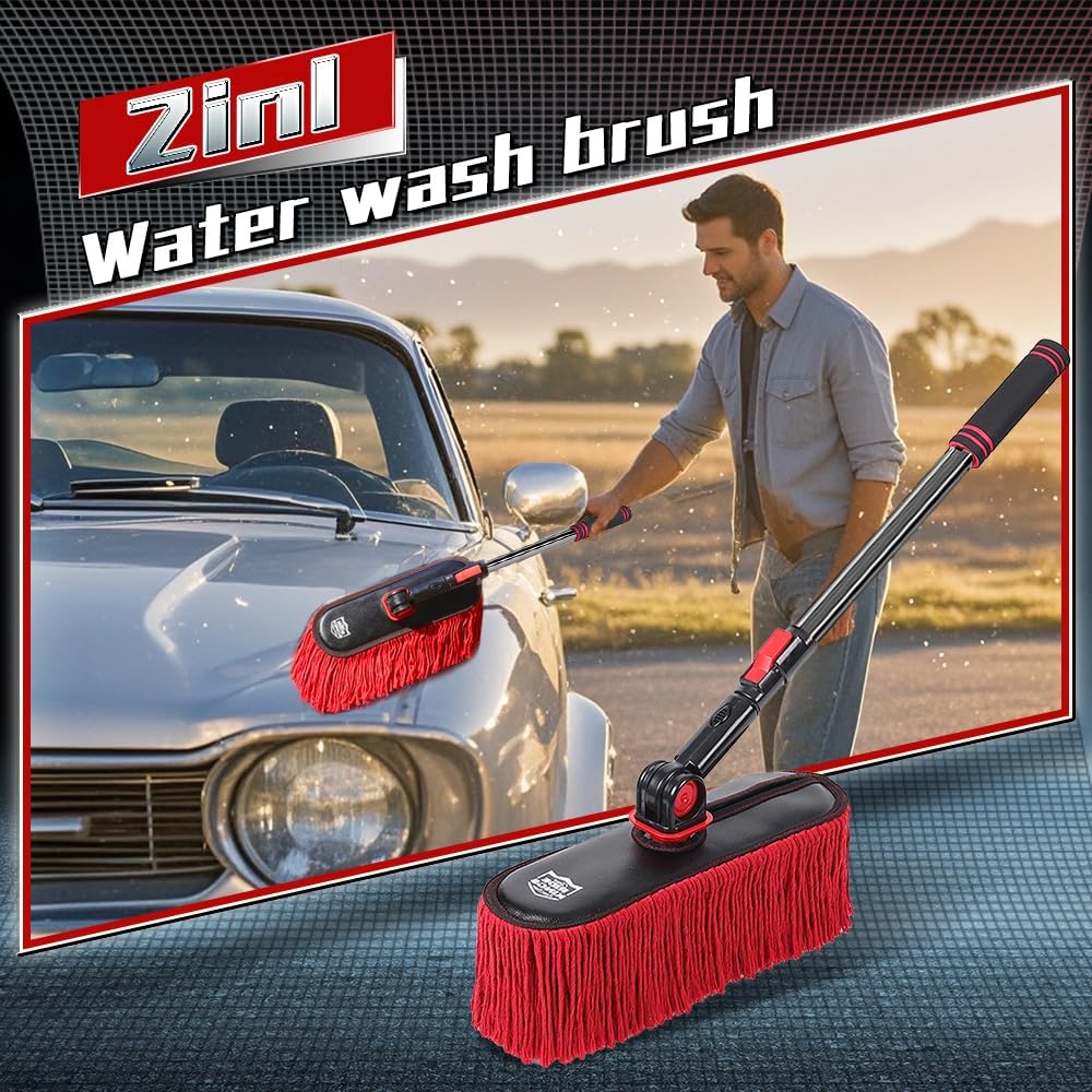Car Cleaning Supplies Duster, Exterior Scratch Free, Soft Brush Kit for Truck SUV RV Motorcycle, Wax Cotton Hair, Extendable Handle, Car Feather Duster No Lint, Gifts for Men Women