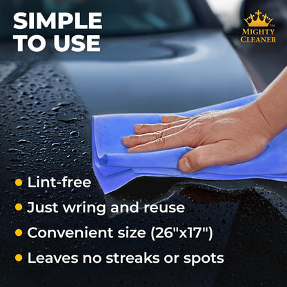 Premium Shammy Cloth for Car Drying - 26”x17” - Super Absorbent Chamois Towel for Car - Scratch-Free, Reusable & Soft