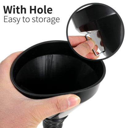 Wide Mouth Oil Funnel with Flexible Extension Nozzle Hose with Handle Mesh Screen Filter for Cars Motorcycles Engine Oil Kerosene Gasoline Gas Fuel Diesel Water Fluid Coolant Liquid Black 1PC (1)