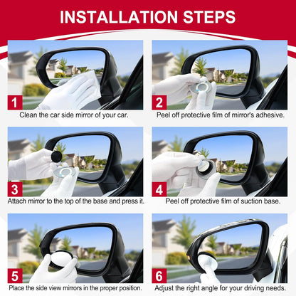 LivTee Blind Spot Mirrors, HD Glass Frameless Convex Rear View Mirrors, Wide Angle Adjustable Stick for Side Mirror, Automotive Exterior Accessories for Car, SUV & Trucks, Pack of 2