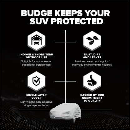 Budge Lite Car Cover, Indoor Protection, Breathable Dustproof Cover, Fits Mid-Size Sedans up to 200 Inches, Gray, Size 3