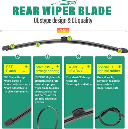 26" 16" 12" Windshield Wiper Blades Replacement for Toyota RAV4 2019 2020 2021 2022 2023 2024 2025 RAV 4 / Mazda 5 2006-2015 Premium All Weather Front Rear Wipers Set - OEM Quality (Pack of 3) - Colors D