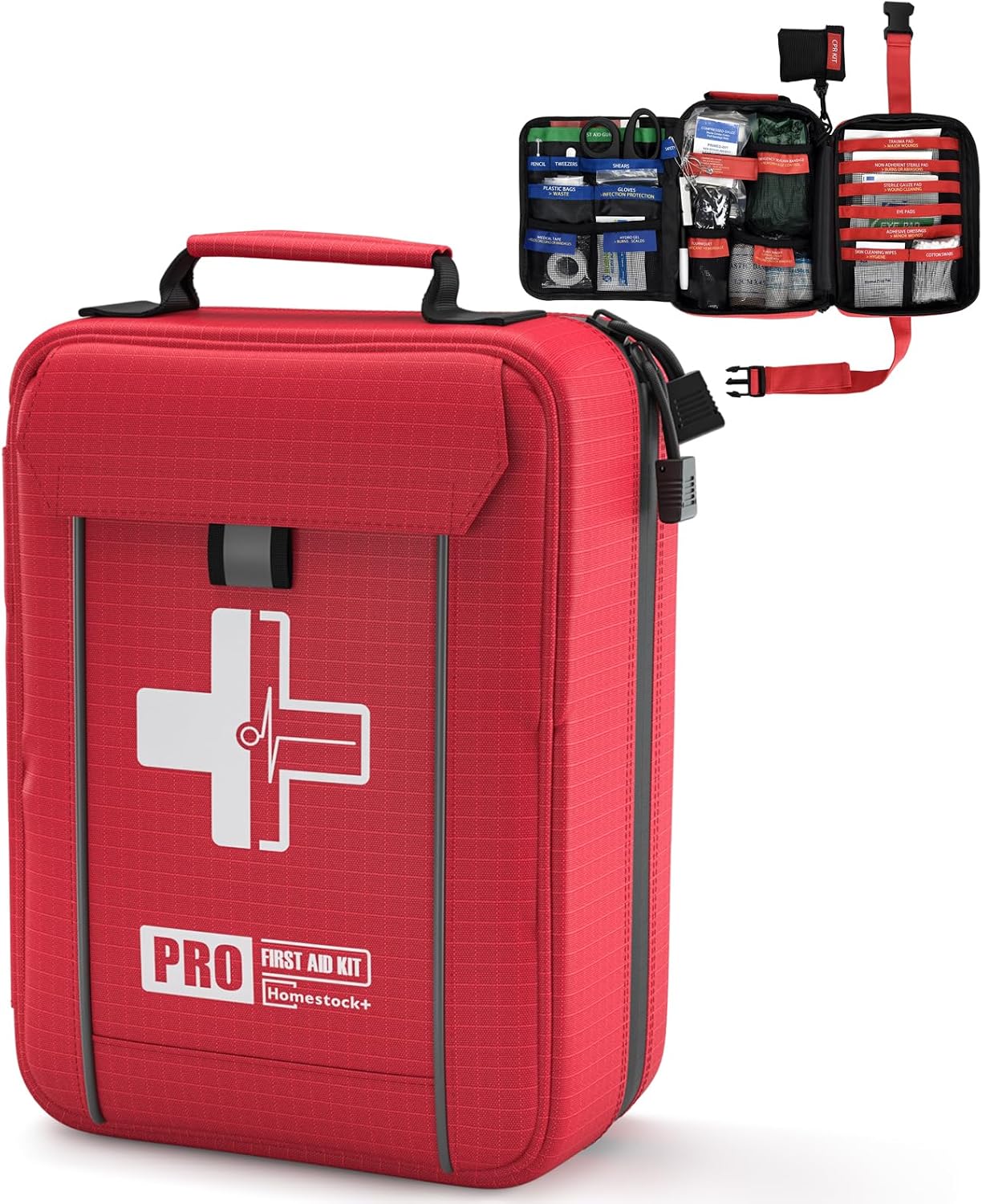 First Aid Kit, Professional Trauma First Aid Kit with Labelled Compartments Molle System for Car, Hiking, Backpacking, Camping, Traveling, and Cycling