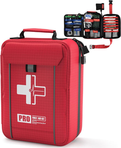 First Aid Kit, Professional Trauma First Aid Kit with Labelled Compartments Molle System for Car, Hiking, Backpacking, Camping, Traveling, and Cycling