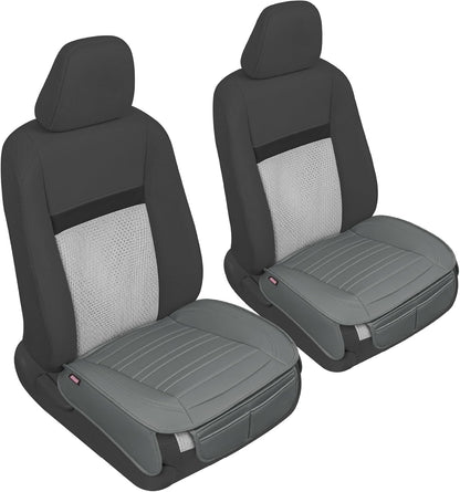 Motor Trend Seat Covers for Cars Trucks SUV, Faux Leather 2-Pack Black Padded with Storage Pockets, Premium Interior Car Seat Cover
